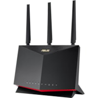 Asus RT-AX86U Pro Wi-Fi 6 IEEE 802.11ax Ethernet Wireless Router - Dual Band - 2.40 GHz ISM Band - 5 GHz UNII Band - 4 x Antenna(1 x Internal/3 x External) - 712.50 MB/s Wireless Speed - 5 x Network Port - 1 x Broadband Port - USB - 2.5 Gigabit Ethernet - VPN Supported - Desktop