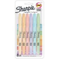 Sharpie Accent Highlighters w/Smear Guard - Chisel Marker Point - Assorted Ink - 6 / Pack