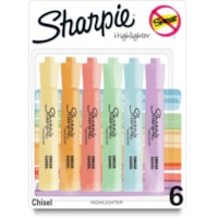 Sharpie SmearGuard Tank Style Highlighters - Wide Chisel, Narrow Narrow Marker Point - Assorted Ink - 6 / Pack