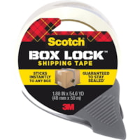 Ruban d'emballage Box Lock Scotch - longueur de 54,7 vg (50 m) x largeur de 2,99 po (76 mm) - clair - Distribluteur inclus - 1 / emballage