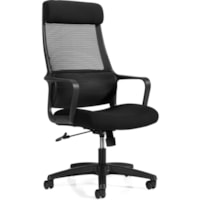 Offices to Go® Masi Mesh Chair - Fabric Seat - Mesh, Fabric Back - High Back - Black - Armrest