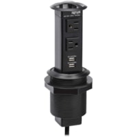 Tripp Lite by Eaton Power It! PS22POPAM 4-Outlet Power Strip - NEMA 5-15P - 2 x NEMA 5-15R, 2 x USB Type A - 120 V AC Voltage - Desk Mountable - Black