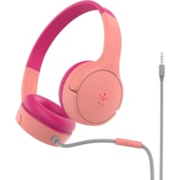 Belkin SoundForm Mini Wired On-Ear Headphones for Kids - Stereo - Mini-phone (3.5mm) - Wired - On-ear, Over-the-head - Binaural - Ear-cup - 4 ft (1.22 m) Cable - Pink