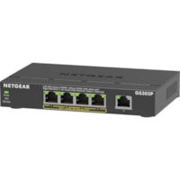 Netgear GS305P Ethernet Switch - 5 Ports - Gigabit Ethernet - 2 Layer Supported - 66.78 W Power Consumption - 63 W PoE Budget - PoE Ports - Desktop, Wall Mountable - 3 Year Limited Warranty