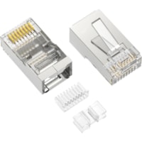 Axiom RJ45 Cat.6a Shielded Plug, 3pc Type, Solid/Stranded Wire, 50 Micron, 100-Pack - 100 - Shielding - Clear