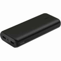 Belkin 20W 3-port USB Power Bank - 20K mAh - 2xUSB-A (12W), 1xUSB-C (15W) - Portable Charger - w/ USB-C to USB-C Cable - Black - For USB Type C Device, USB Type A Device - 20000 mAh - Black