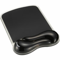 Kensington DuO Gel Wave Mouse Pad & Wrist Rest - 13.10" (332.74 mm) x 1.30" (33.02 mm) x 9.30" (236.22 mm) Dimension - Black/Black - Gel - Mouse 