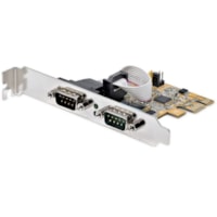 StarTech.com 2-Port PCI Express Serial Card, Dual Port PCIe to RS232 (DB9) Serial Card, 16C1050 UART, COM Retention, Windows & Linux - Connect serial RS232 (DB9) devices with this PC Serial Card. Supports 16C1050 UART - PCI Express serial card with LED activity lights - The UART PCIe supports 5/12V 