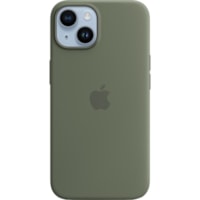 Apple iPhone 14 Silicone Case with MagSafe - Olive - For Apple iPhone 14 Smartphone - Olive - Silky, Soft-touch - Scratch Resistant, Drop Resistant - Silicone, MicroFiber