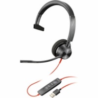 Poly Blackwire 3310 Microsoft Teams Certified USB-A Headset - Microsoft Teams Certification - Mono - USB Type A, Mini-phone (3.5mm) - Wired - 32 Ohm - 20 Hz to 20 kHz - On-ear, Over-the-head - Monaural - Supra-aural - 7.1 ft (2.18 m) Cable - Omni-directional, Uni-directional Microphone - Noise Cance