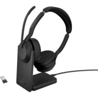 Casque Evolve2 55 Sans fil Supra-auriculaire Stéréo - Noir Jabra - Stéréo - Sans fil - Bluetooth - 98,4 pi (30 m) - 20 Hz à 20 kHz - Supra-auriculaire - Binaural - Supra-aural - Technologie MEMS, Élimination du bruit Microphone - Antibruit - Noir