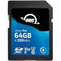 OWC Atlas Pro 64 GB Class 10/UHS-II (U3) V60 SDXC - 1 Pack  - 250 MB/s Read - 130 MB/s Write