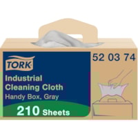 TORK - Chiffon simili-tissu de nettoyage industriel Tork, sortie par le centre - 1 Pli - largeur de 14 po (355,60 mm) x longueur de 16,34 po (415,04 mm) - Gris - Cellulose, Polyester, Polypropyl&#xE8;ne - 210 / emballage