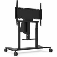 ViewSonic Electric Height Adjustable Mobile Cart With Smooth Motorized Lift - Up to 86" (2184.40 mm) Screen Support - 74.40" (1889.76 mm) Height x 49.10" (1247.14 mm) Width x 28.10" (713.74 mm) Depth - Floor - Steel - Black