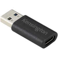 Kensington CA1020 USB-A to USB-C M/F Adapter - 1 Pack - 1 x USB Type A - Male - 1 x USB4 Type C Female - Black