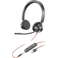 Poly - asque Blackwire 3325 USB-A - Stéréo - Mini-phone (3.5mm), USB Type A - Filaire - 32 Ohm - 20 Hz à 20 kHz - Supra-auriculaire, Sur tête - Binaural - Supra-aural - 7,1 pi (2,15 m) Câble - Omnidirectionnelle Microphone - Noir