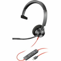 Poly Blackwire 3310 Microsoft Teams Certified Headset +USB-C/A Adapter TAA - Mono - USB Type C, Mini-phone (3.5mm) - Wired - 32 Ohm - 20 Hz to 20 kHz - On-ear - Monaural - Ear-cup - 7.1 ft Cable - Omni-directional Microphone - Black