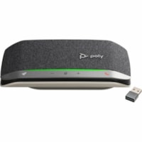 Poly Sync 20+ Speakerphone - Wired/Wireless Bluetooth - Microsoft Teams - 3 x Bi-directional Microphone(s) - 40 mm Speaker(s) - Silver