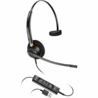 Poly EncorePro 515 Microsoft Teams Certified Monoaural with USB-A Headset - Mono - USB Type A - Wired - Over-the-head, On-ear - Monaural - Supra-aural - 6.8 ft Cable - Noise Cancelling, Omni-directional Microphone - Noise Canceling - Black