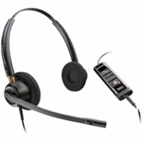 Poly EncorePro 525 Microsoft Teams Certified Stereo with USB-A Headset - Microsoft Teams Certification - Stereo - USB Type A - Wired - Over-the-head, On-ear - Binaural - Supra-aural - 6.8 ft Cable - Noise Cancelling, Omni-directional Microphone - Noise Canceling - Black