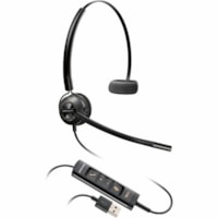 Poly EncorePro 545 USB-A Convertible Headset - Microsoft Teams Certification - Mono - USB Type A - Wired - Over-the-head, On-ear - Monaural - Supra-aural - 7.2 ft Cable - Noise Cancelling, Omni-directional Microphone - Noise Canceling - Black