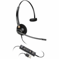 Poly EncorePro 515 Monoaural with USB-A Headset - Mono - USB Type A - Wired - Over-the-head, On-ear - Monaural - Supra-aural - 6.8 ft Cable - Noise Cancelling, Omni-directional Microphone - Noise Canceling - Black