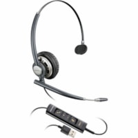 Poly EncorePro 715 USB-A Monoaural Headset TAA - Mono - USB Type A - Wired - On-ear, Over-the-head - Monaural - Supra-aural - 7.2 ft (2.18 m) Cable - Omni-directional, Noise Cancelling Microphone - Noise Canceling - Black 