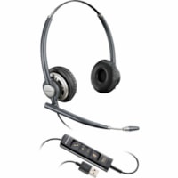 Poly EncorePro 725 USB-A Stereo Headset TAA - Stereo - USB Type A - Wired - On-ear, Over-the-head - Binaural - Supra-aural - 2.9 ft Cable - Omni-directional, Noise Cancelling Microphone - Noise Canceling - Black 