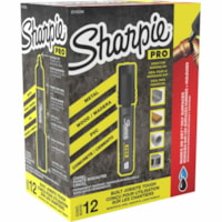 Sharpie PRO Chisel Tip Permanent Markers - Broad, Medium, Fine Marker Point - Black Ink - 1 Dozen