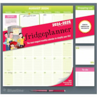 Blueline Fridgeplanner Magnet Calendar, 16-mo. 14"x13-1/2" , English - Monthly - 16 Month - September 2024 - December 2025 - 1 Month Single Page Layout - 13 1/2" (342.90 mm) x 14" (355.60 mm) Sheet Size - Blue/WhiteMagnetic, Monthly Calendar, To-do List, Notes Section, Dated Planning Page, Ruled Dai