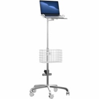 CTA Digital Medical Rolling Cart with Articulating Arm & Storage for Laptops - 5 Casters - 58" Height