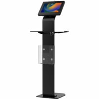 CTA Digital Premium Locking Floor Stand Kiosk with Universal Security Enclosure, Keyboard Tray, and Storage Compartment (Black) - Up to 11" Screen Support - 13.50" (342.90 mm) Width - Floor - Steel - Black