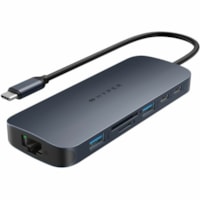 Targus HyperDrive Next 11 Port USB-C Hub - Memory Card Reader - SD, microSD - USB Type C - 2.0 Displays Supported - 4K - 3840 x 2160 - 2 x USB Type-A Ports - USB Type-A - 2.0 x USB Type-C Ports - USB Type-C - 1 x RJ-45 Ports - Network (RJ-45) - 2 x HDMI Ports - HDMI - Midnight Blue - Wired - Gigabit