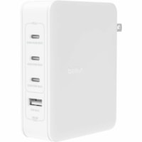 Belkin 140W Portable 4-Port GaN Wall Charger - 3xUSB-C, 1xUSB-A (140W Total) - Fast Charging - Power Adapter - White - 140 W - White