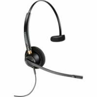 Poly EncorePro 510 with Quick Disconnect Monoaural Headset TAA - Mono - Mini-phone (3.5mm) - Wired - 20 Hz to 10 kHz - Over-the-head, On-ear - Monaural - Supra-aural - 2.6 ft (0.78 m) Cable - Noise Cancelling, Omni-directional Microphone - Noise Canceling - Black 