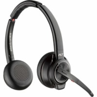 Poly Savi 8220 UC DECT USB-A Headset - Stereo - True Wireless - Bluetooth/DECT - 450 ft (137.16 m) - 20 Hz to 20 kHz - On-ear - Binaural - Open - Omni-directional, Noise Cancelling Microphone - Noise Canceling - Black