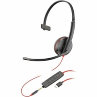 Casque Blackwire C3215 Filaire Sur tête, Supra-auriculaire Mono Canal - Noir Poly - Mono Canal - Mini-phone (3.5mm), USB Type C - Filaire - 32 Ohm - 20 Hz à 20 kHz - Sur tête, Supra-auriculaire - Monaural - Oreillette - 7,4 pi (2,26 m) Câble - Élimination du bruit, Omnidirectionnelle Micr