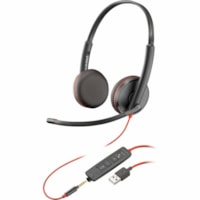 Poly - Casque Blackwire 3225 - Stéréo - Mini-phone (3.5mm) - Filaire - 32 Ohm - Supra-auriculaire - Binaural - Oreillette - 7,4 pi (2,27 m) Câble - Omnidirectionnelle Microphone - Antibruit - Noir