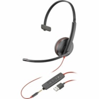 Casque Blackwire 3215 Filaire Supra-auriculaire, Sur tête Mono Canal - Noir Poly - Mono Canal - Mini-phone (3.5mm), USB Type A - Filaire - 32 Ohm - 20 Hz à 20 kHz - Supra-auriculaire, Sur tête - Monaural - Supra-aural - 7,4 pi (2,27 m) Câble - Élimination du bruit Microphone - Antibruit -