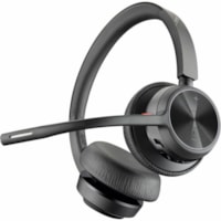 Poly Voyager 4320 USB-A Headset + BT700 Dongle - Siri, Google Assistant - Stereo - USB Type A - Wired/Wireless - Bluetooth - 298.6 ft (91 m) - 20 Hz to 20 kHz - On-ear, Over-the-head - Binaural - Supra-aural - 4.9 ft (1.50 m) Cable - MEMS Technology, Electret Condenser, Noise Cancelling Microphone -