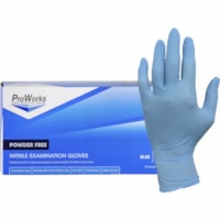 ProWorks NPF Nitrile Powder Free Exam Gloves - 5.50 mil (0.14 mm) Thickness x 9.50" (241.30 mm) Glove Length - Large Size - For Right/Left Hand - Synthetic Nitrile Rubber - Blue - Non-sterile, Latex-free, Odor-free, Puncture Resistant, Tear Resistant, Chemical Resistant, Textured Fingertip, Comforta