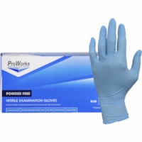 ProWorks NPF Nitrile Powder Free Exam Gloves - 5.50 mil (0.14 mm) Thickness x 9.50" (241.30 mm) Glove Length - X-Large Size - For Right/Left Hand - Synthetic Nitrile Rubber - Blue - Non-sterile, Latex-free, Odor-free, Puncture Resistant, Tear Resistant, Chemical Resistant, Textured Fingertip, Comfor