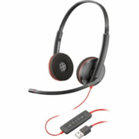 Poly Blackwire C3220 USB-A Black Headset (Bulk Qty.50) - Stereo - USB Type A - Wired - 32 Ohm - 20 Hz to 20 kHz - Over-the-head - Binaural - Ear-cup - Noise Cancelling Microphone - Noise Canceling - Black