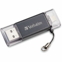 Verbatim Store 'n' Go Dual 128GB USB 3.2 (Gen 1) Type A Flash Drive - 128 GB - USB 3.2 (Gen 1) Type A - Graphite - Lifetime Warranty - 1 Each