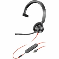 Poly Blackwire 3315 Headset +USB-C/A Adapter TAA - Mono - Mini-phone (3.5mm), USB Type C - Wired - 32 Ohm - 20 Hz to 20 kHz - On-ear - Monaural - Supra-aural - 7.1 ft Cable - Omni-directional Microphone - Noise Canceling - Black 