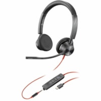 Casque Blackwire 3325 Filaire Supra-auriculaire Stéréo - Noir Poly - Certification Microsoft Teams - Stéréo - USB Type C, Mini-phone (3.5mm) - Filaire - 32 Ohm - 20 Hz à 20 kHz - Supra-auriculaire - Binaural - Supra-aural - 7 pi Câble - Antibruit - Noir