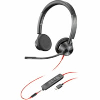 Poly Blackwire 3325 Headset +USB-C/A Adapter TAA - Microsoft Teams Certification - Stereo - Mini-phone (3.5mm), USB Type C - Wired - 32 Ohm - 20 Hz to 20 kHz - On-ear - Binaural - Ear-cup - 7 ft Cable - Omni-directional Microphone - Noise Canceling - Black 