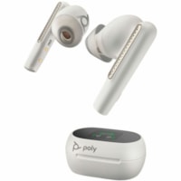 Poly Voyager Free 60+ UC Earset - Stereo, Mono - True Wireless - Bluetooth - 9.8 ft - 20 Hz to 20 kHz - Earbud - Binaural - In-ear - Noise Canceling - White Sand