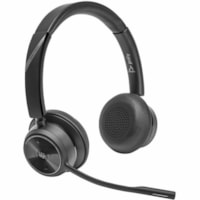 Poly Savi 7420 Office Stereo Microsoft Teams Certified DECT 1920-1930 MHz Headset - Microsoft Teams Certification - Stereo - Wireless - Bluetooth/DECT - 590.6 ft - 20 Hz to 20 kHz - On-ear - Binaural - Supra-aural - Noise Cancelling Microphone - Noise Canceling - Black