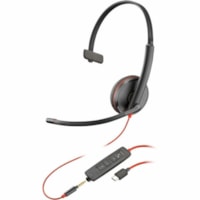 Casque Blackwire C3215 Filaire Supra-auriculaire, Sur tête Mono Canal - Noir Poly - Mono Canal - Mini-phone (3.5mm), USB Type C - Filaire - 32 Ohm - 20 Hz à 20 kHz - Supra-auriculaire, Sur tête - Monaural - Supra-aural - 7,4 pi (2,26 m) Câble - Omnidirectionnelle, Élimination du bruit Mic